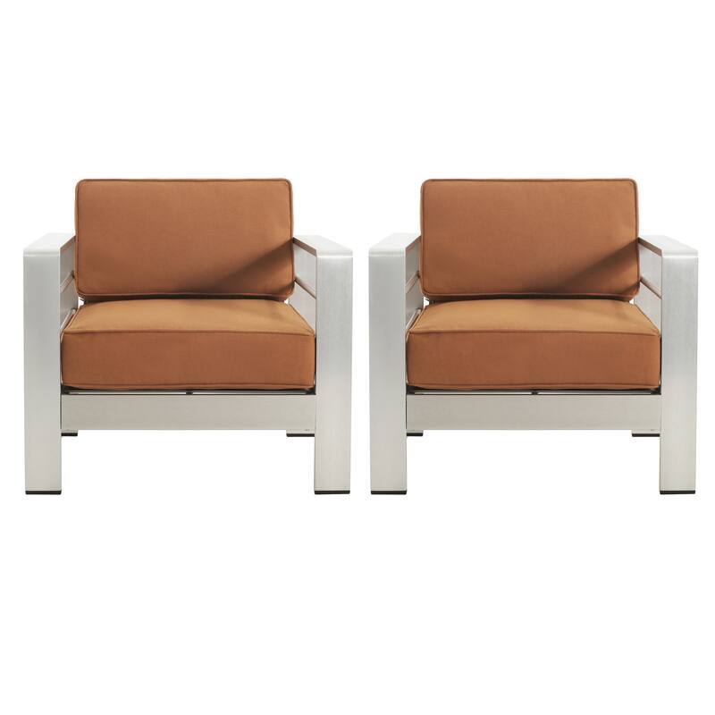 Cape Coral Outdoor Aluminum Club Chair with Cushions (Set of 2) by Christopher Knight Home