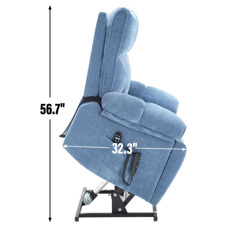 Oversized Chenille Power Lift Recliner with Massage & Heat