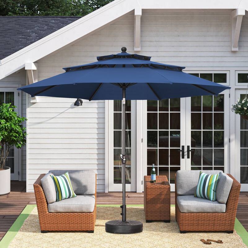 Autlaycil 10FT 3-tier Tilting Patio Umbrella With Base