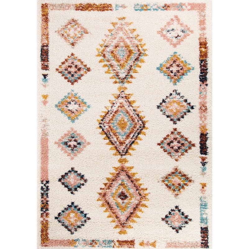 Esme Boho Diamond Shag Area Rug