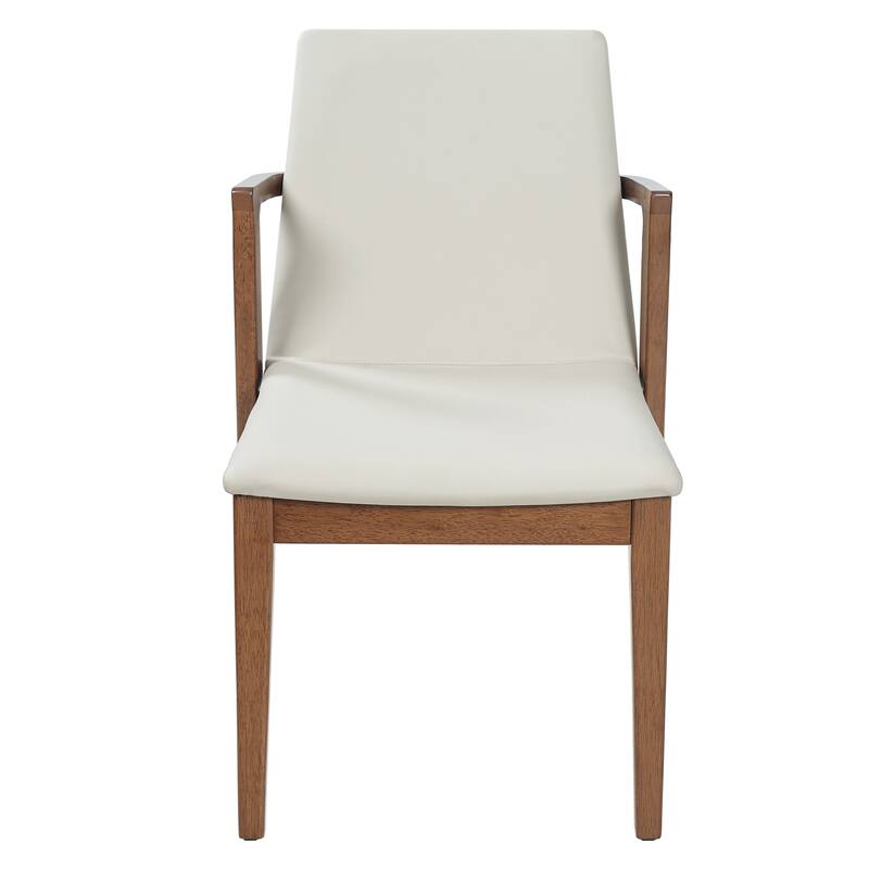 Christopher Knight Home - Mid-Century Modern Upholstered Wood Dining Arm Chairs with Ergonomic Armrests & Backrest, Set of 2