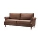 preview thumbnail 15 of 14, Eucalyptus Wood Modern Linen 3-Seat Sofa with Rolled Arms and Solid Robber Legs