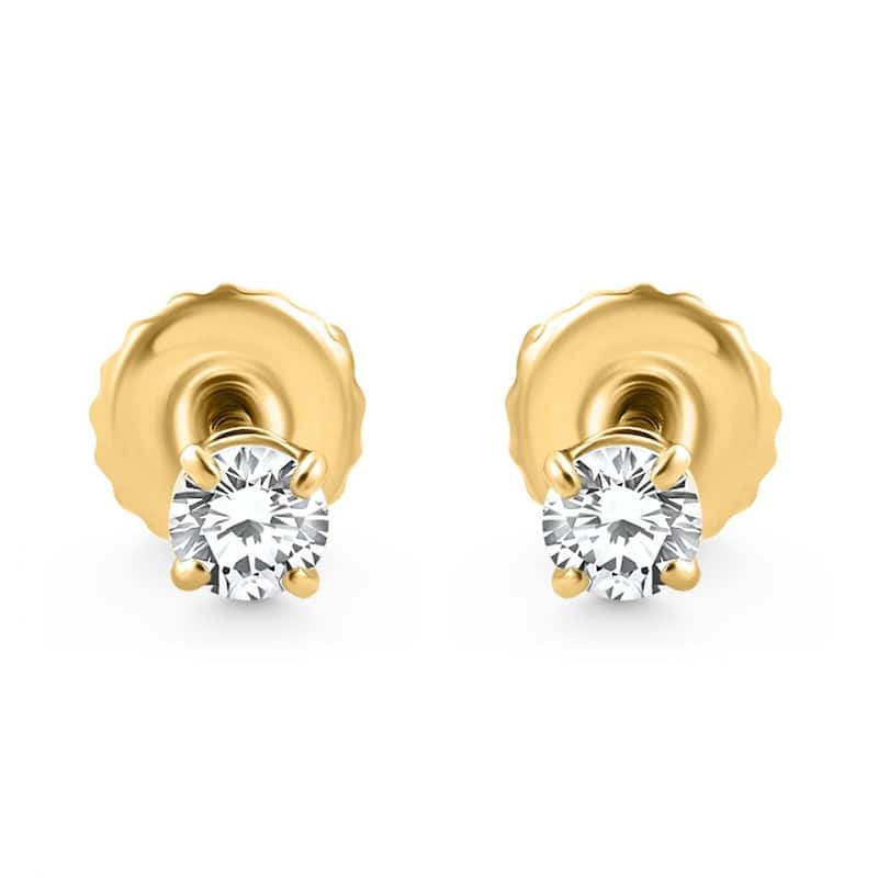 Bliss Diamond 1/4 Ct Diamond Screw Back Studs Yellow Gold Lab Grown Eco Friendly