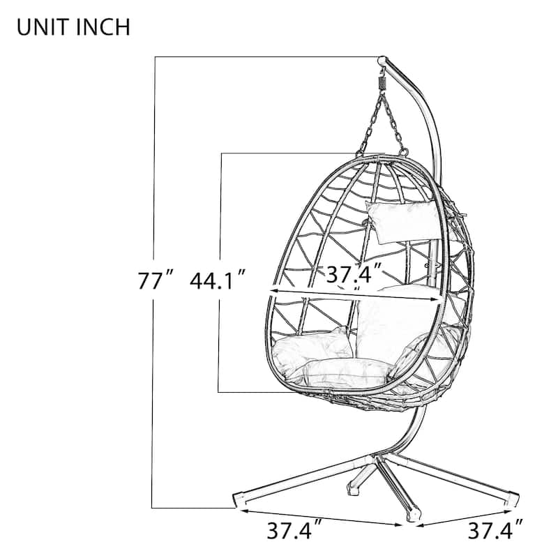 Egg Chair with Stand Indoor Outdoor Swing Chair Patio Wicker Hanging Egg Chair Hanging Basket Chair Hammock Chair with Stand