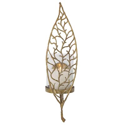 Uttermost Woodland Treasure Gold Candle Sconce - 6"W x 17"H x 4.25"D