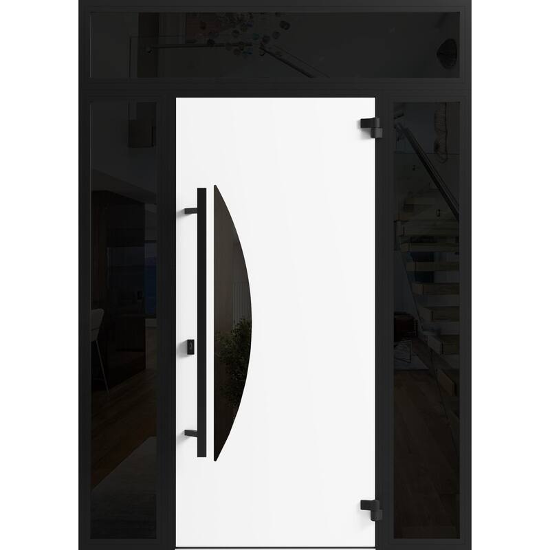 Front Exterior Prehung Steel Door Ronex 1077 Teak Entry Metal Painted W36xH80 Left hand Inswing