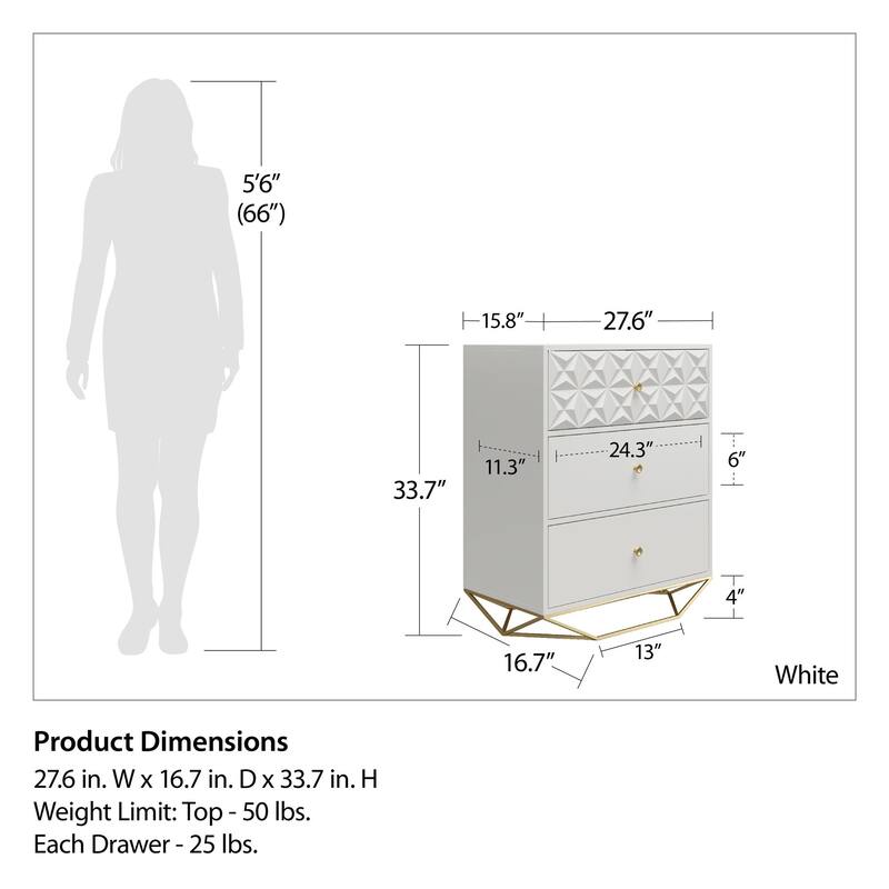 CosmoLiving by Cosmopolitan Blair 3 Drawer Dresser