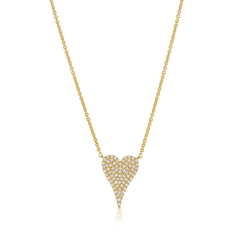 Joelle Collection Diamond Pave Heart Pendant Necklace - 1/5 CT 14K Yellow Gold Heart Pendant
