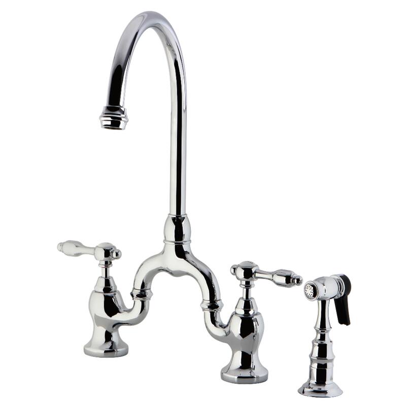 Kingston Brass Tudor Bridge Kitchen Faucet with Brass Sprayer