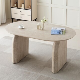 Wood Extendable Oval Dining Table With Dual-Pillar Design - Bed Bath ...