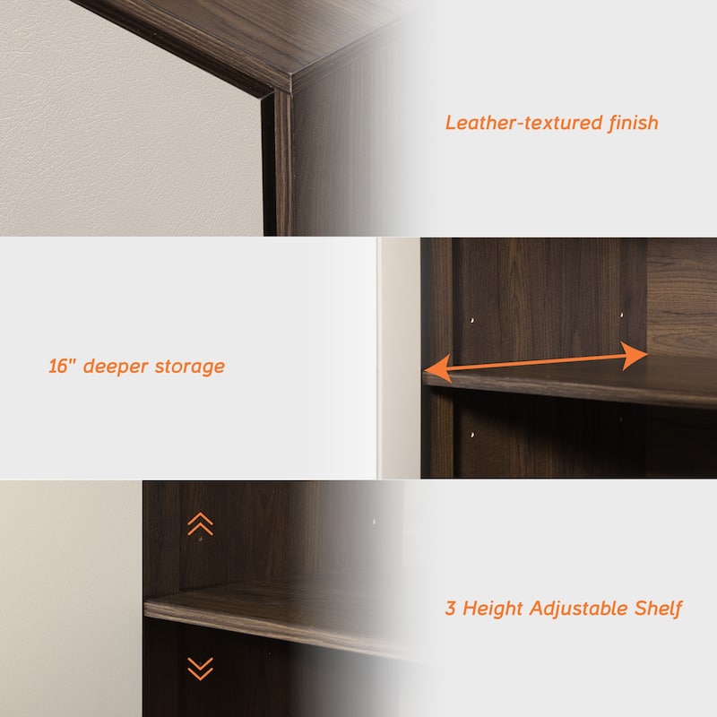 WAMPAT Modern Sideboard Buffet with Leather-Textured Doors
