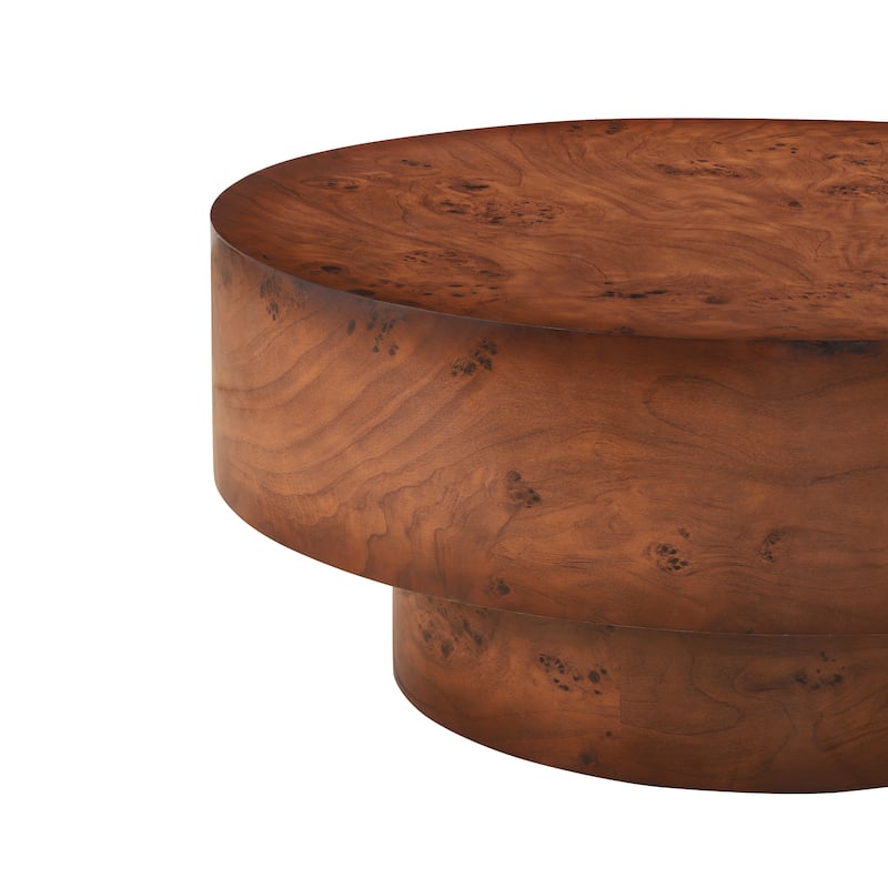 Christopher Knight Home - Orval Modern 31.5" Round Coffee Table with Thick Top & Drum Pedestal Base, Versatile for Living Areas