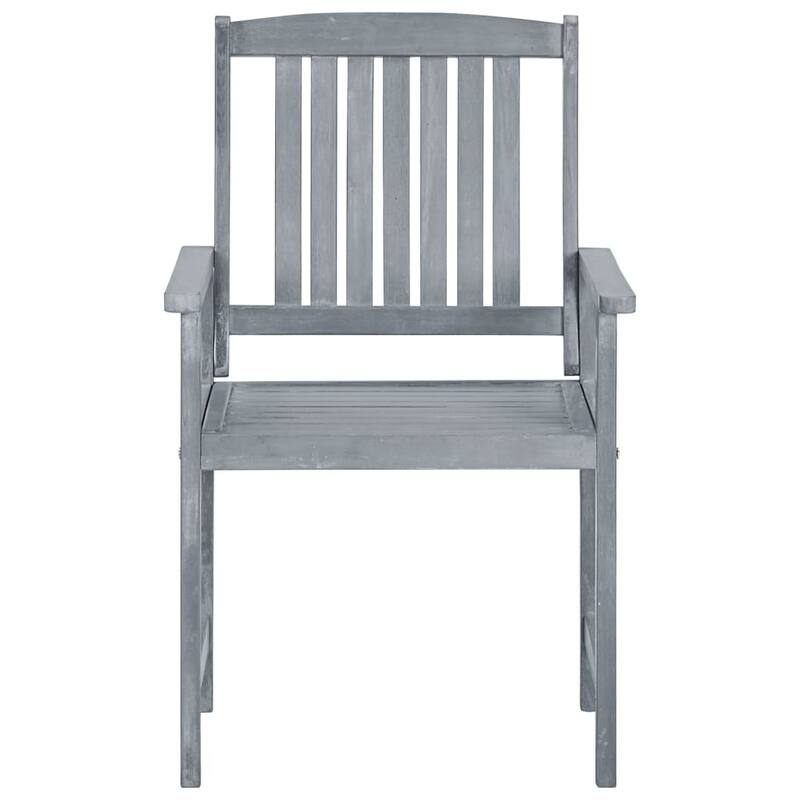 vidaXL Patio Chairs Outdoor Dining Chair with Cushions Gray Solid Wood Acacia