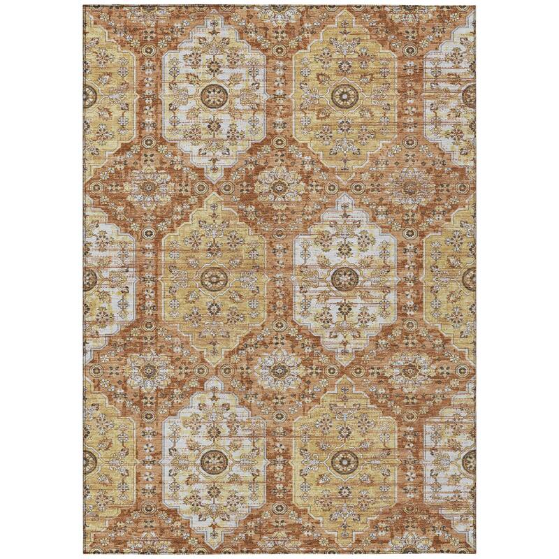 Machine Washable Indoor/ Outdoor Traditional Kiowa Chantille Rug