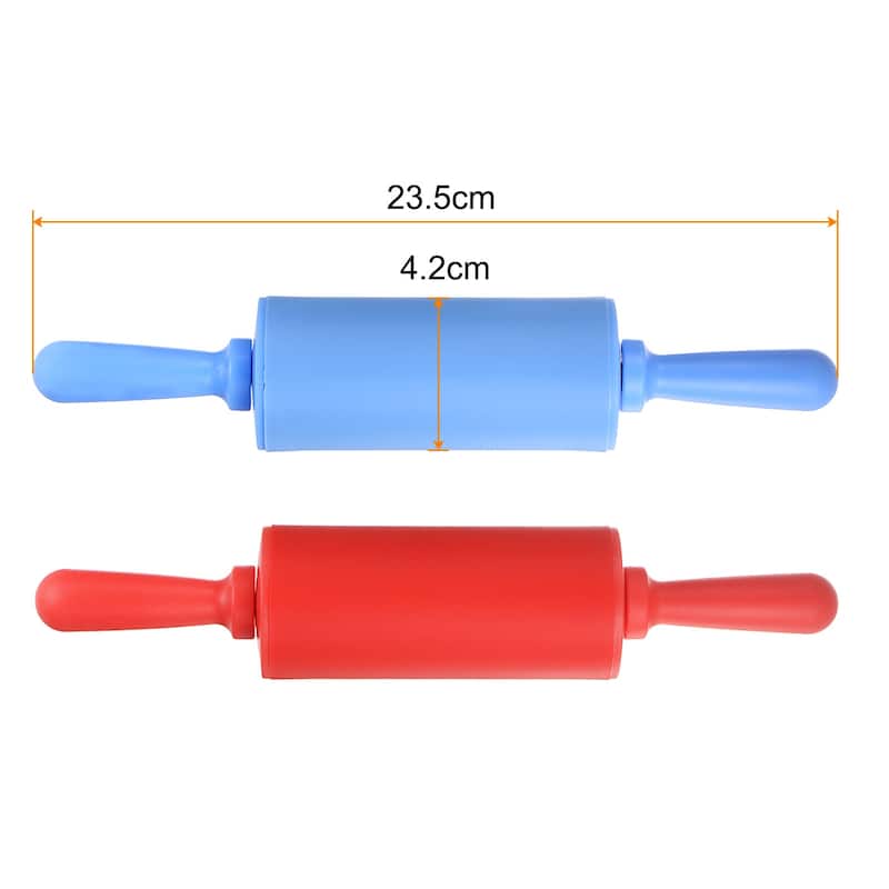 Silicone Rolling Pins for Baking 23.5cm x 4.2cm Blue & Red - Blue & Red - Blue & Red