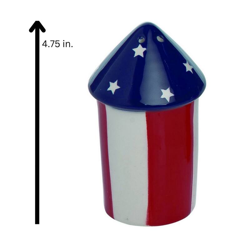 Transpac Dolomite 4.75 in. Patriotic Fireworks with Crate Salt and Pepper Shaker Set of 3