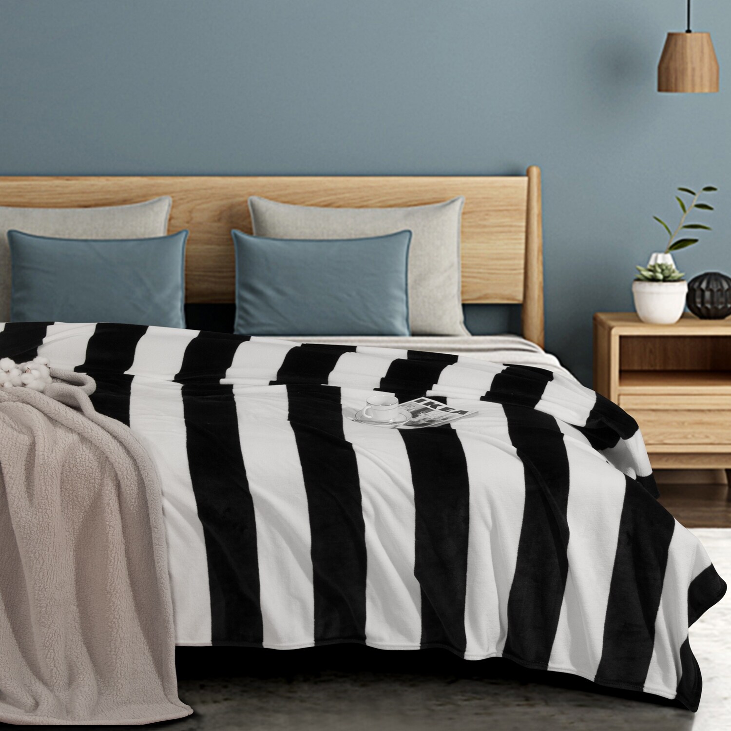 black and white fleece throw