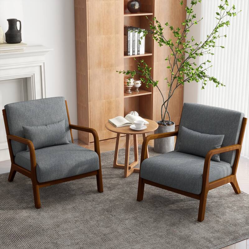 Upholstered Armchair Accent Chairs with Pillows Set of 2