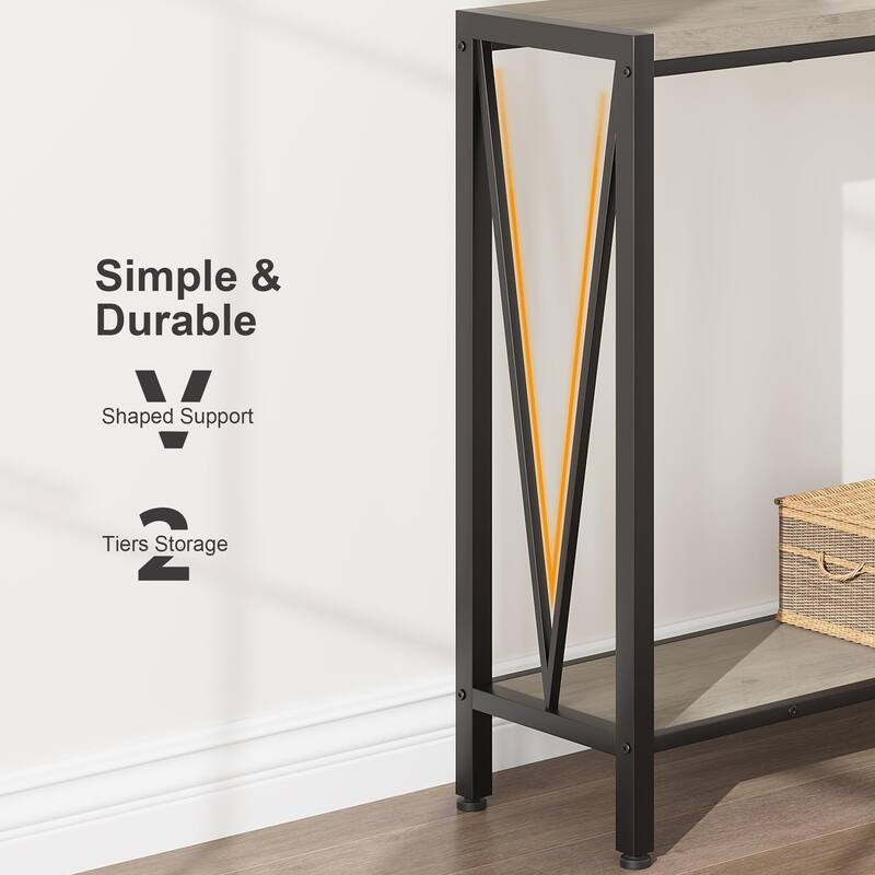 2-Tier Narrow Console Table, Stylish Sofa Side Table for Entryway