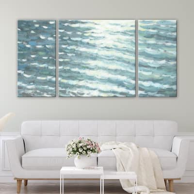 3 PC Sunlit Waves 30 x 60 Beach Triptych Wall Art by Norman Wyatt Home
