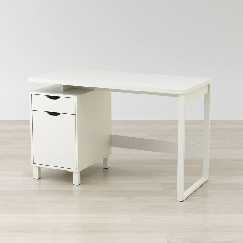 Writing Desk 47 Inch - Modern Computer Study Table for Home Office - White Finish