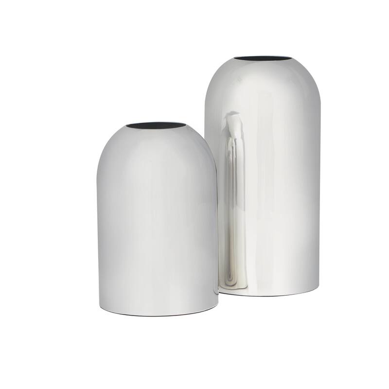 Stainless Steel Metal Decorative Vase with a Sleek Mirror Finish - Set of 2 Silver - Roche River Decor
