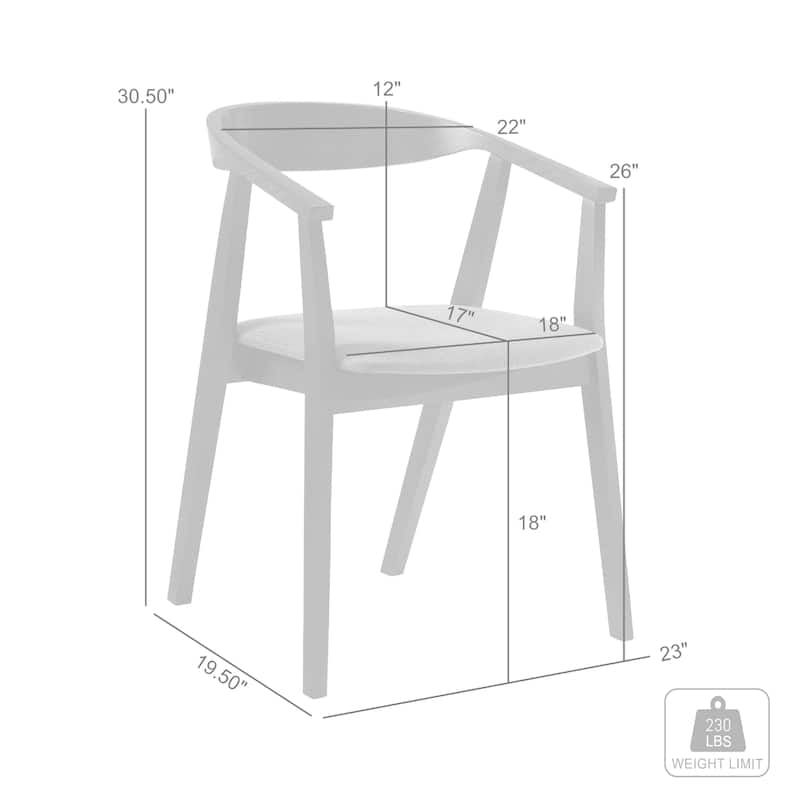 Alana Dining Chair Set of 2, Black Wood Frame, Charcoal Gray Fabric