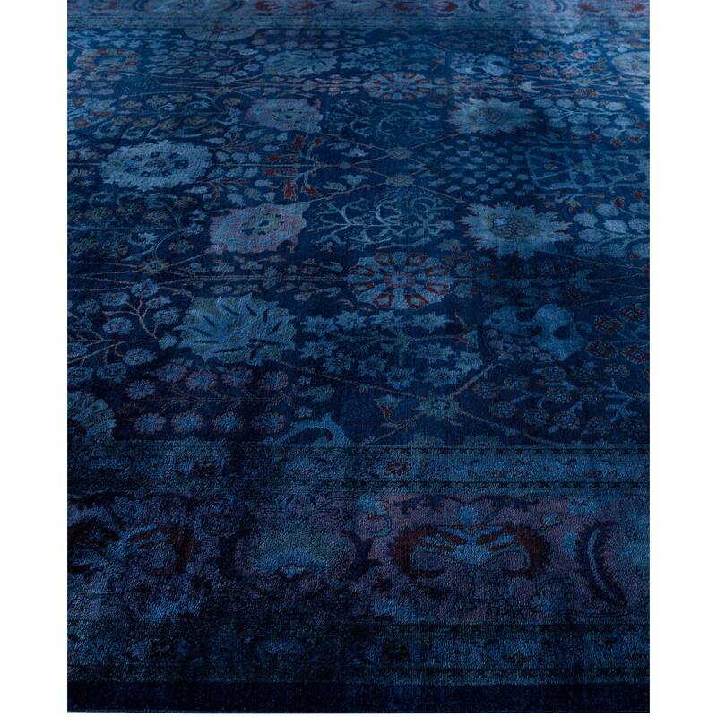 Overdyed One-of-a-Kind Hand-Knotted Area Rug - Navy - 9' 1" x 11' 9"