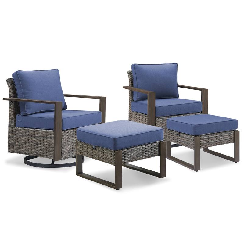 Gymojoy Outdoor Swivel Gliders Rocker Chairs with Ottomans