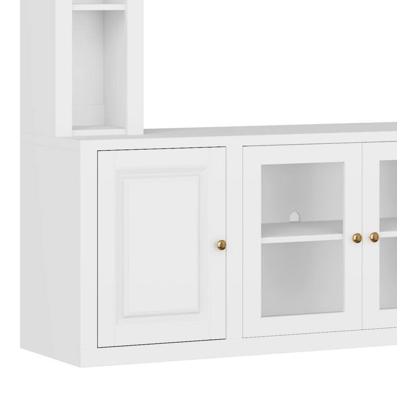 92" Modern 4-Piece Entertainment Center Wall Unit Media Console with Bookshelves for TVs Up to 80"