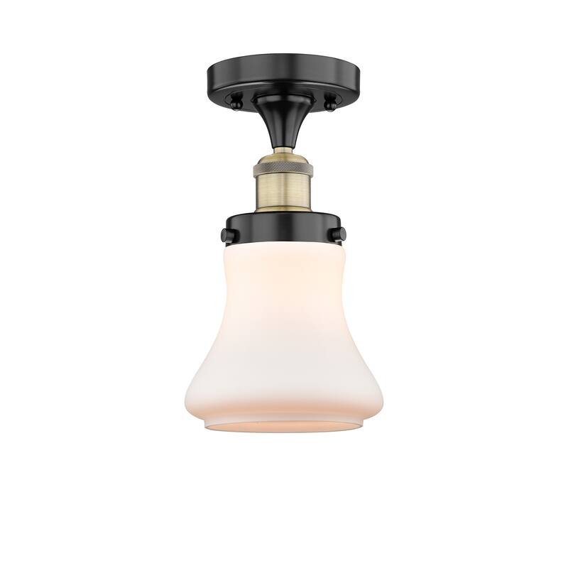 Innovations Lighting Bellmont - 1 Light 7" Semi-Flush Mount - Black Antique Brass/Matte White