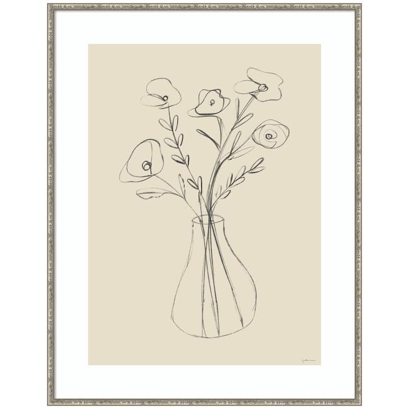 Kate and Laurel Floral Vase by Gabrielly Guedes Framed Wall Art Print - 32x41