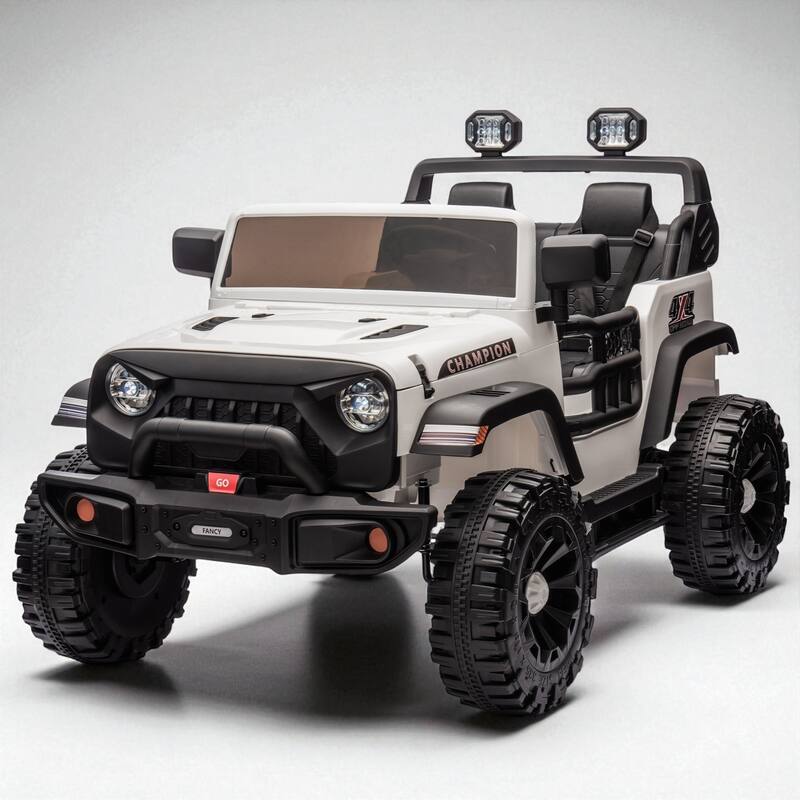 24V 2-Seater Kids Electric Car with 400W Motor, Remote Control, 4-Wheel Suspension, Bluetooth Music, USB/MP3 & LED Searchlights - White