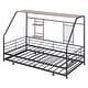 preview thumbnail 11 of 78, Metal House Bed with Trundle, Twin/Full Size Daybed Playhouse Bed with Bulit-in Storage Shelves and Metal Grid for Kids Teens