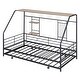 preview thumbnail 24 of 38, Metal Twin Size House Bed with Trundle and Built-in Shelf and Grid,Kids and Baby