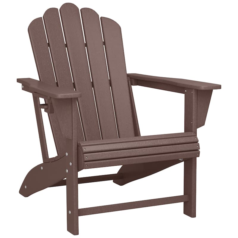 Aderson Outdoor Patio Commercial-Residential Adirondack Chair with Swivel Cupholder