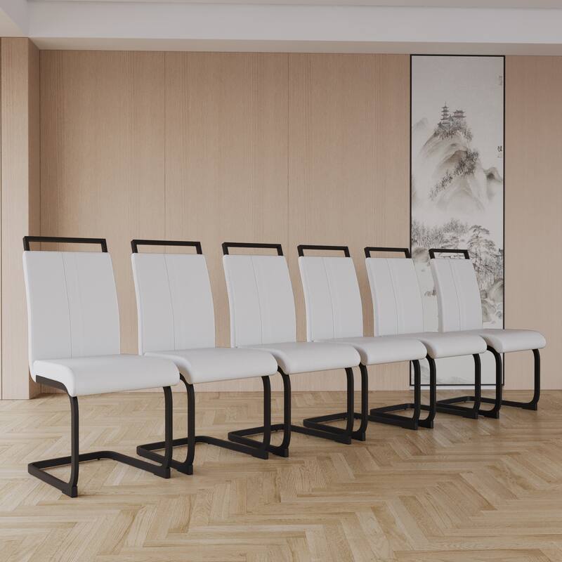 High Back Upholstered Side Chair with C-shaped Tube