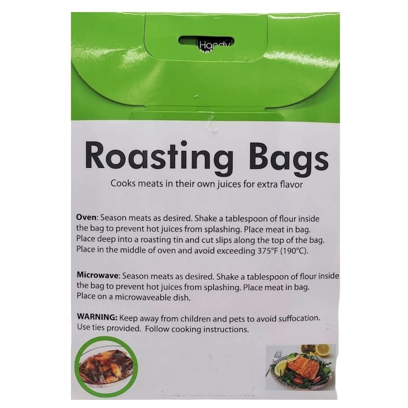 Handy Housewares 5-Pack 15" x 9.75" Disposable Roasting Bags with Ties - Great for Chicken, Meat, Roasts, Stew and more!