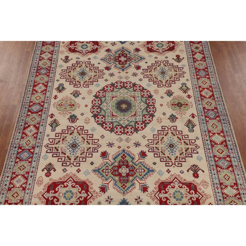 Geometric Kazak Area Rug Handmade Traditional Bedroom Wool Carpet - 8'5" x 11'8"
