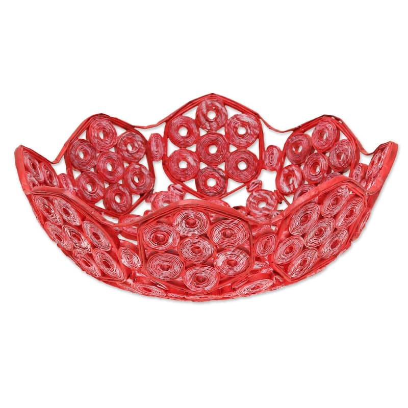 Handmade Paper Basket Red Garden (India) - 7'6" x 9'6"