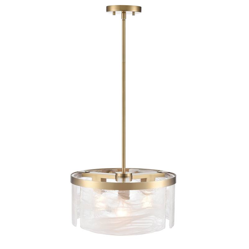 Artcraft Skye - 3-Light Pendant 15" - Brushed Brass Finish - Wispy White Murano Style Alabaster Glass Shade