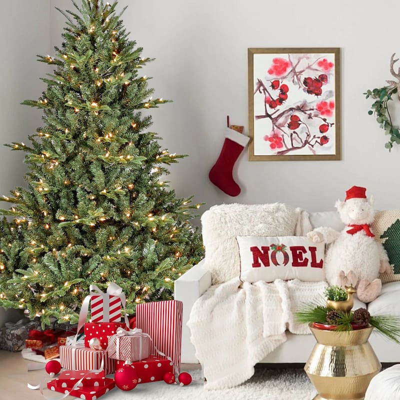 7FT Full-Shape Christmas Tree with 750 UL Lights-PE/PVC Mixed Branches, 2257 Tips,Wide Base for Spacious Areas - 7 Foot
