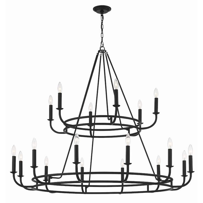 Bailey 18 Light Matte Black Chandelier - 48"W x 39"H - 48"W x 39"H