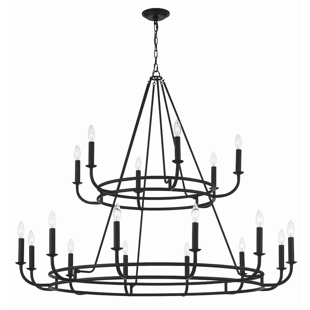 Bailey 18 Light Matte Black Chandelier - 48"W x 39"H