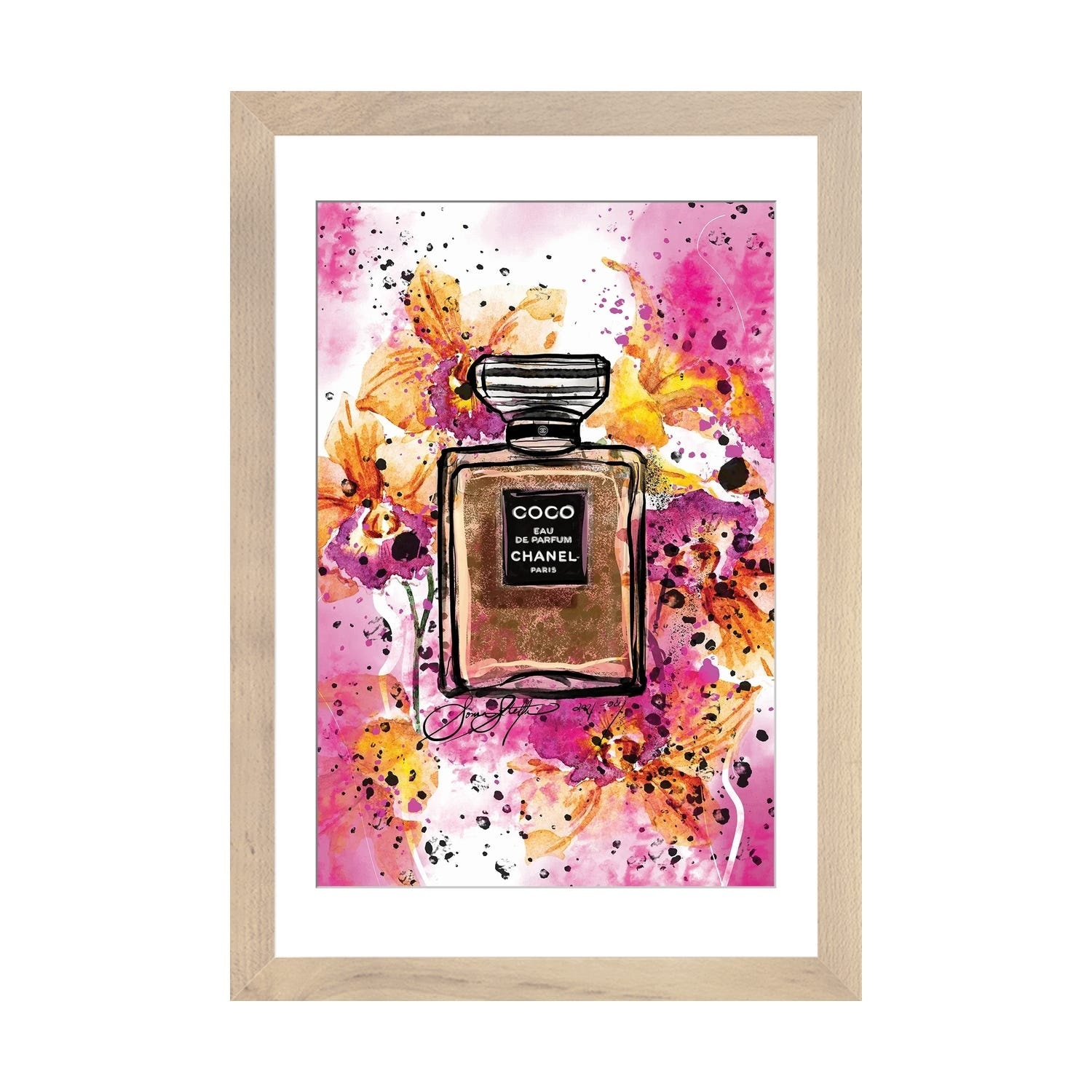 iCanvas Coco Chanel Perfume Bottle Art Watercolor Painting by
