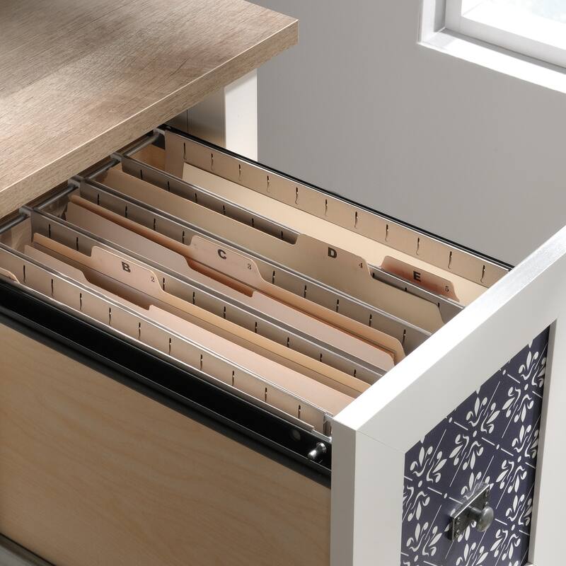 Engineered Wood Coastal Desk with Lateral File Cabinet Bundle