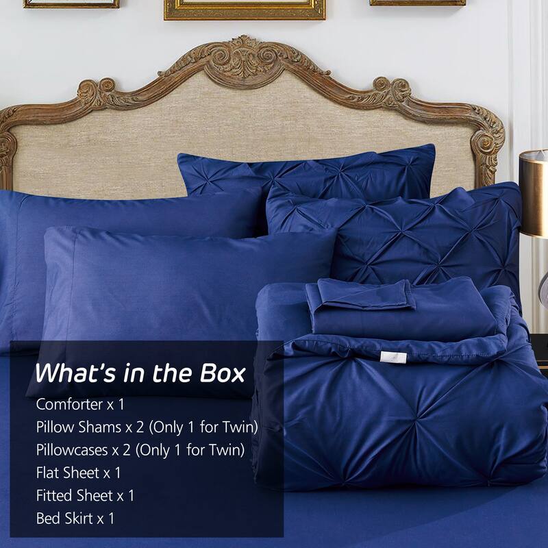 8-piece Pinch Pleated Bed-in-a-Bag Down Alternative Comforter Set