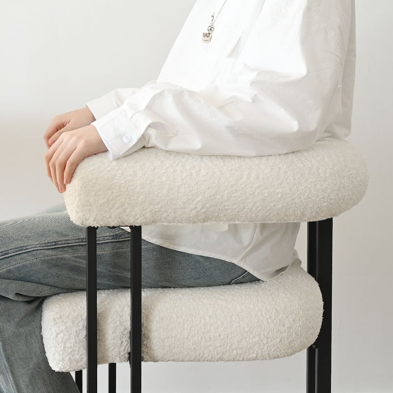 Boucle Upholstered Counter Stool with Arms(Set of 2)