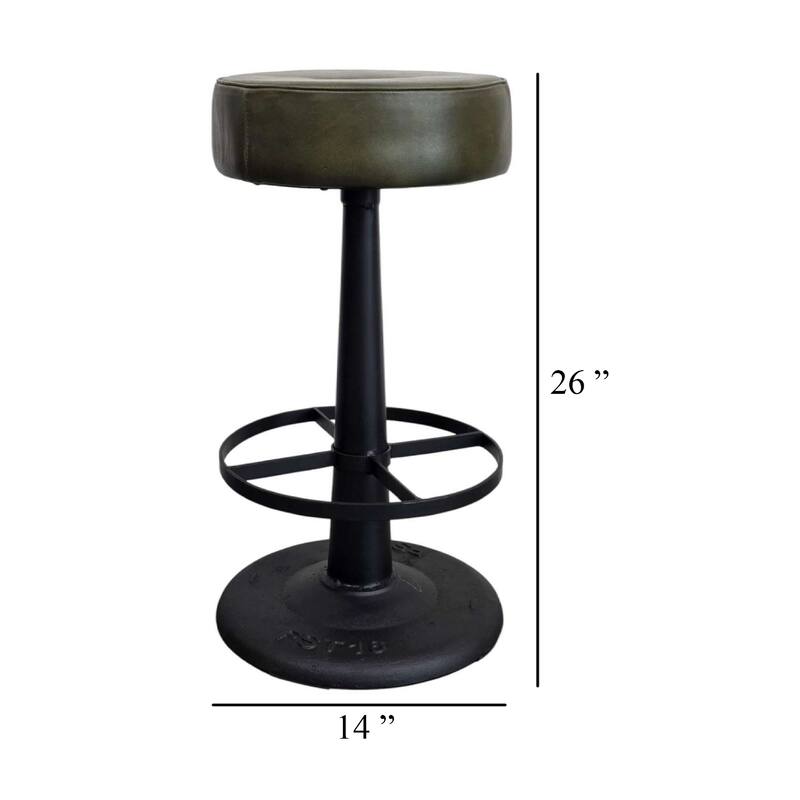 Gevy Counter Height Stool, Round Black Leather Seat with Iron Base