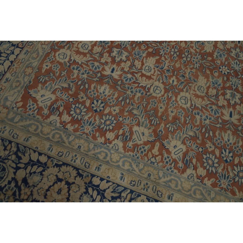 Hand Knotted Oriental 100% Wool Carpet Traditional All-Over Oranges & Rust Kerman Area Rug - 12' 7'' X 9' 6''